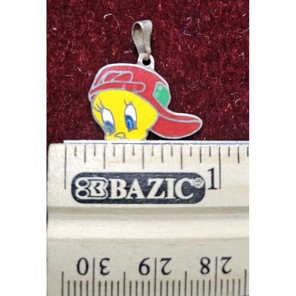 Vintage Tweety Bird Silver Enamel Charm Pendant - Picture 6 of 7